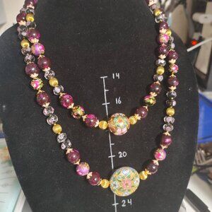 sold - sueplaksin - Vintage Cloisonne puffy beads, lamp-work, and floral beads